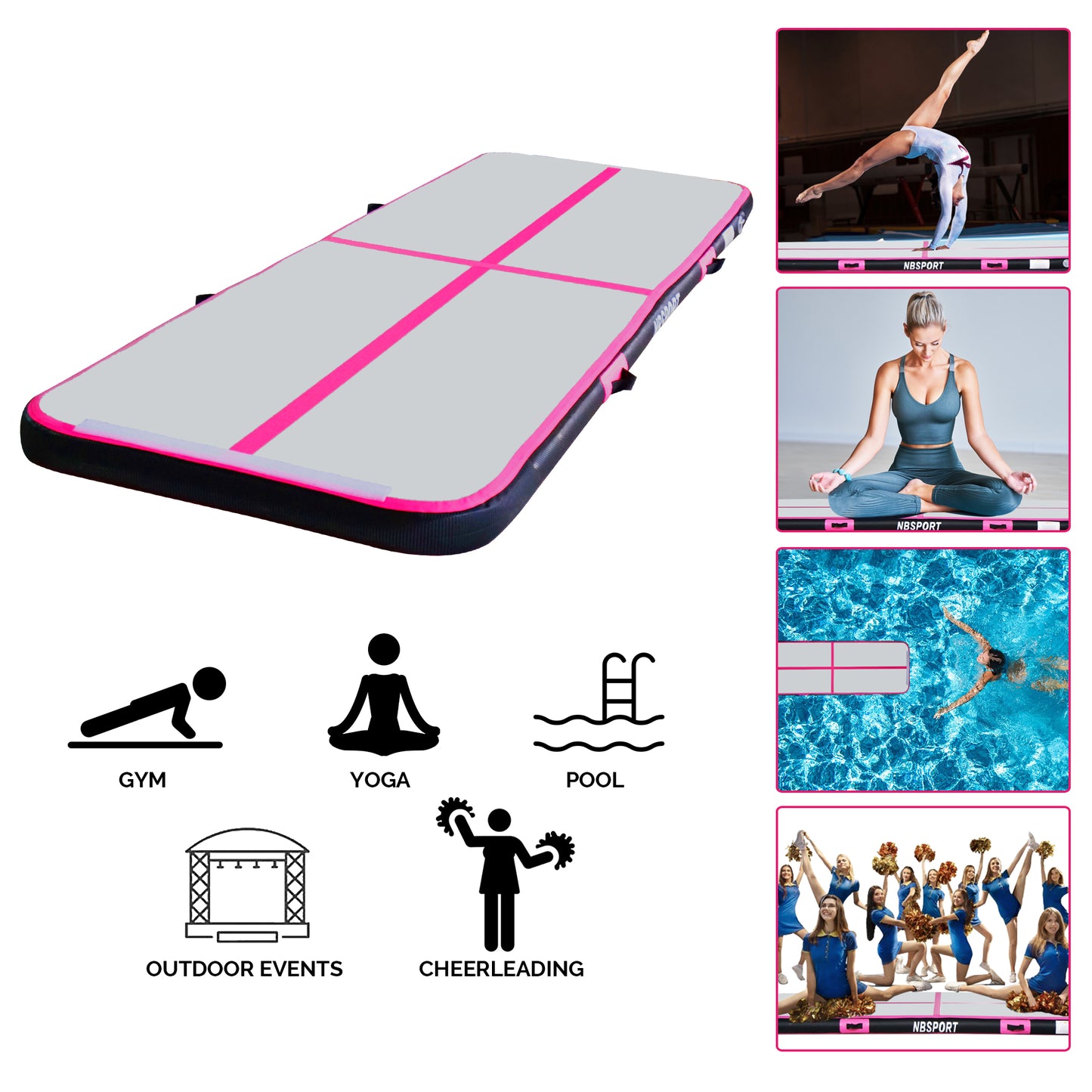 AB-032 Inflatable Air Gymnastics Mat Inflatable Track Mattress Tumble Tracks Mint Green Air Training Mats