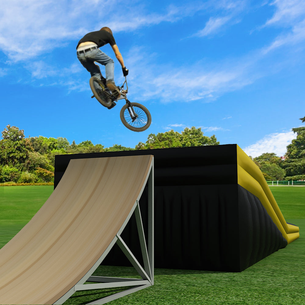 AB-014 Soft landing bmx bike landing airbag inflatable freestyle jump stunt airbag with ramp