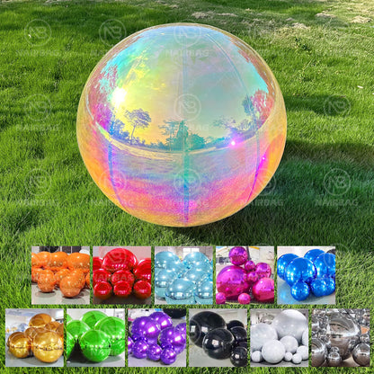 EJIA Inflatable Mirror Ball 6pcs Shiny Balls Airtight Giant Mirror Balloon Large Hanging&Standing PVC Sealed Sphere Inflatable Disco Ball For Party & Wedding & Event Decoration Colorful