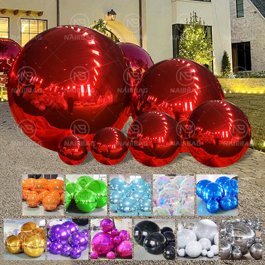 Custom Big PVC Shiny Ball Inflatable Ball Silver Gold Mirror Balloons for Wedding Decoration